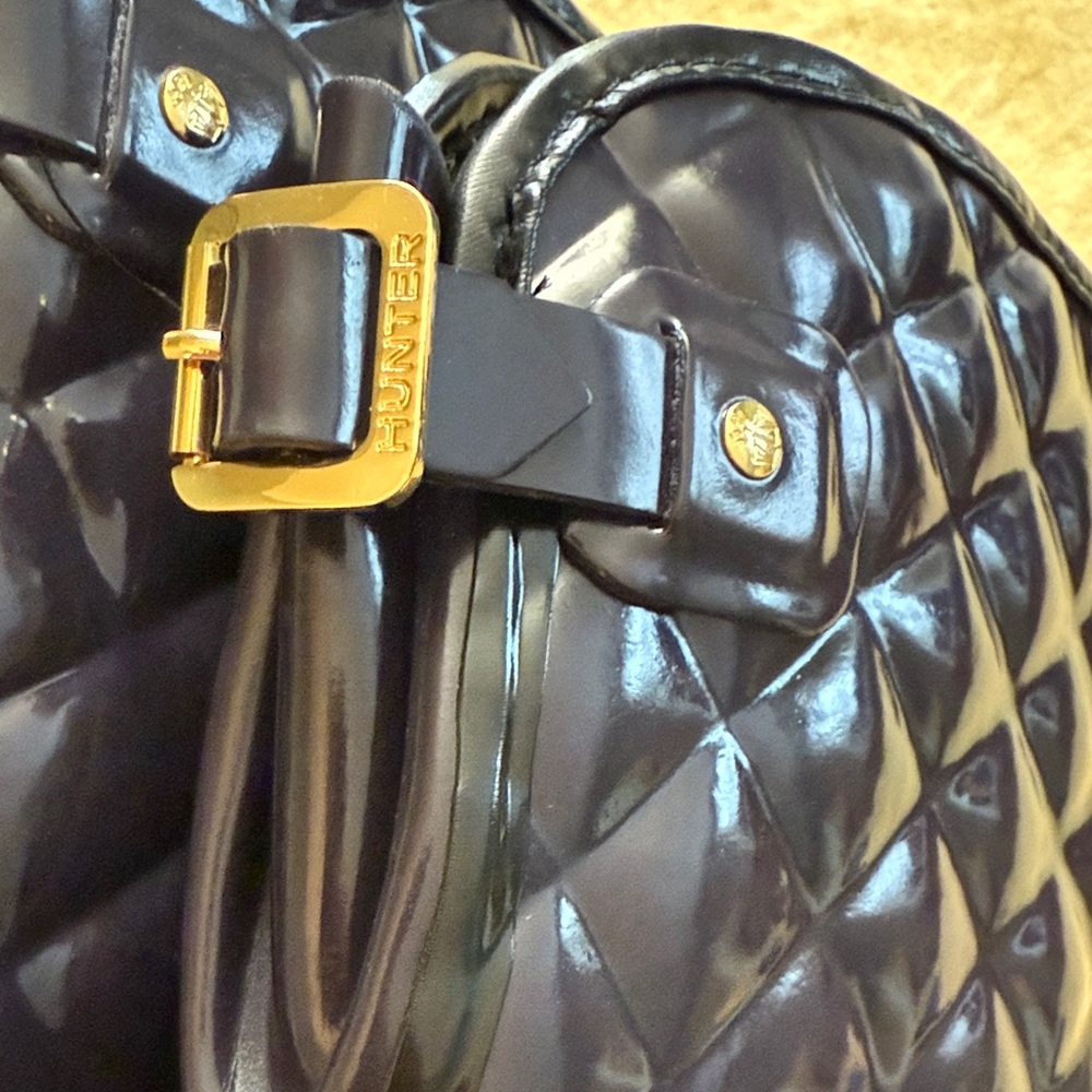 Hunter Refined Gloss Quilted Tall Rain Boot adjustable back - Picture 13 of 17